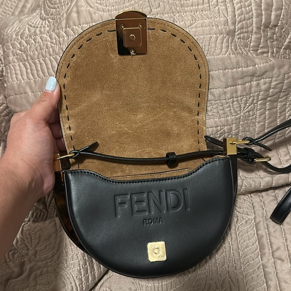 Fendi Black Leather Moonlight Flap Crossbody - Picture 2 of 8